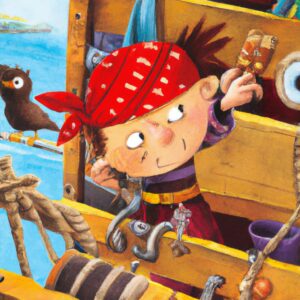 Wally der kleine Pirat auf seinem Schiff
