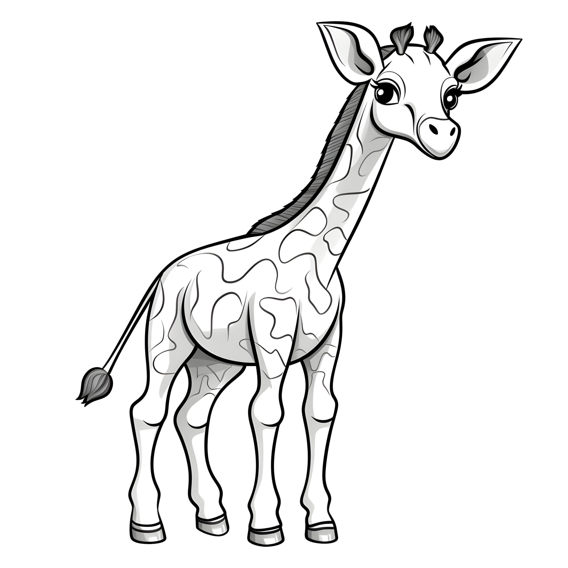 Eine sehr einfache Cartoon-Giraffe in einem Malbuch für Kinder