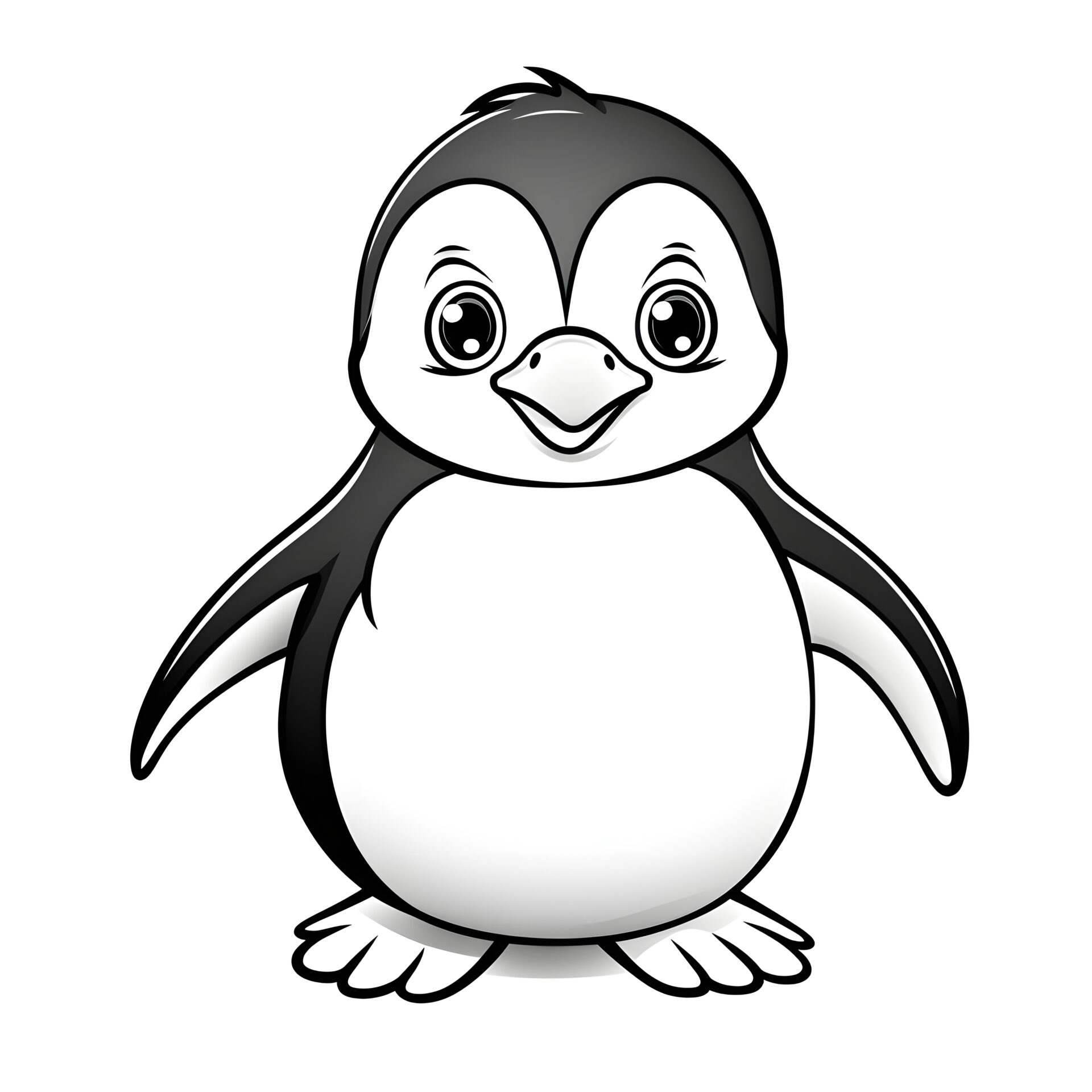 Ein sehr einfacher Cartoon-Pinguin in einem Malbuch für Kinder
