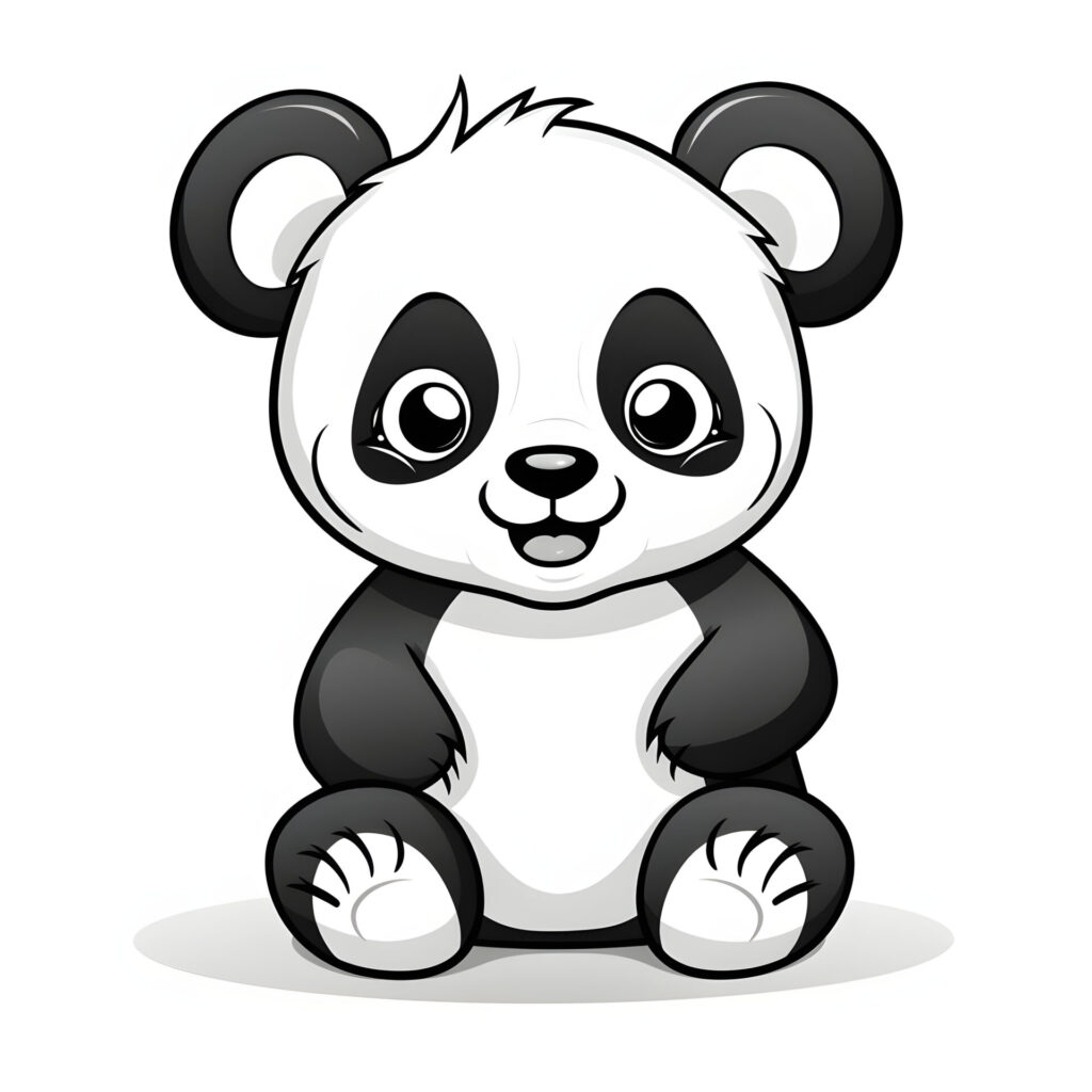 Eine sehr einfache Cartoon-Panda in einer Zeichenvorlage für Kinder