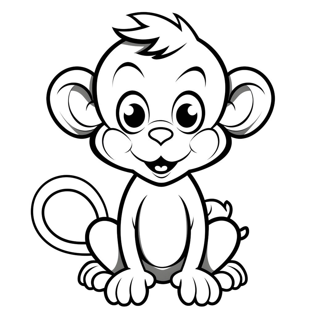 Eine sehr einfache Cartoon-Affe in einem Malbuch für Kinder