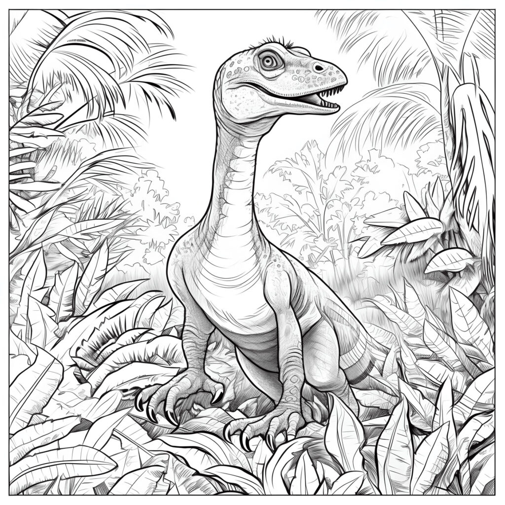 Ein einfacher Cartoon-Velociraptor in einem Dschungel