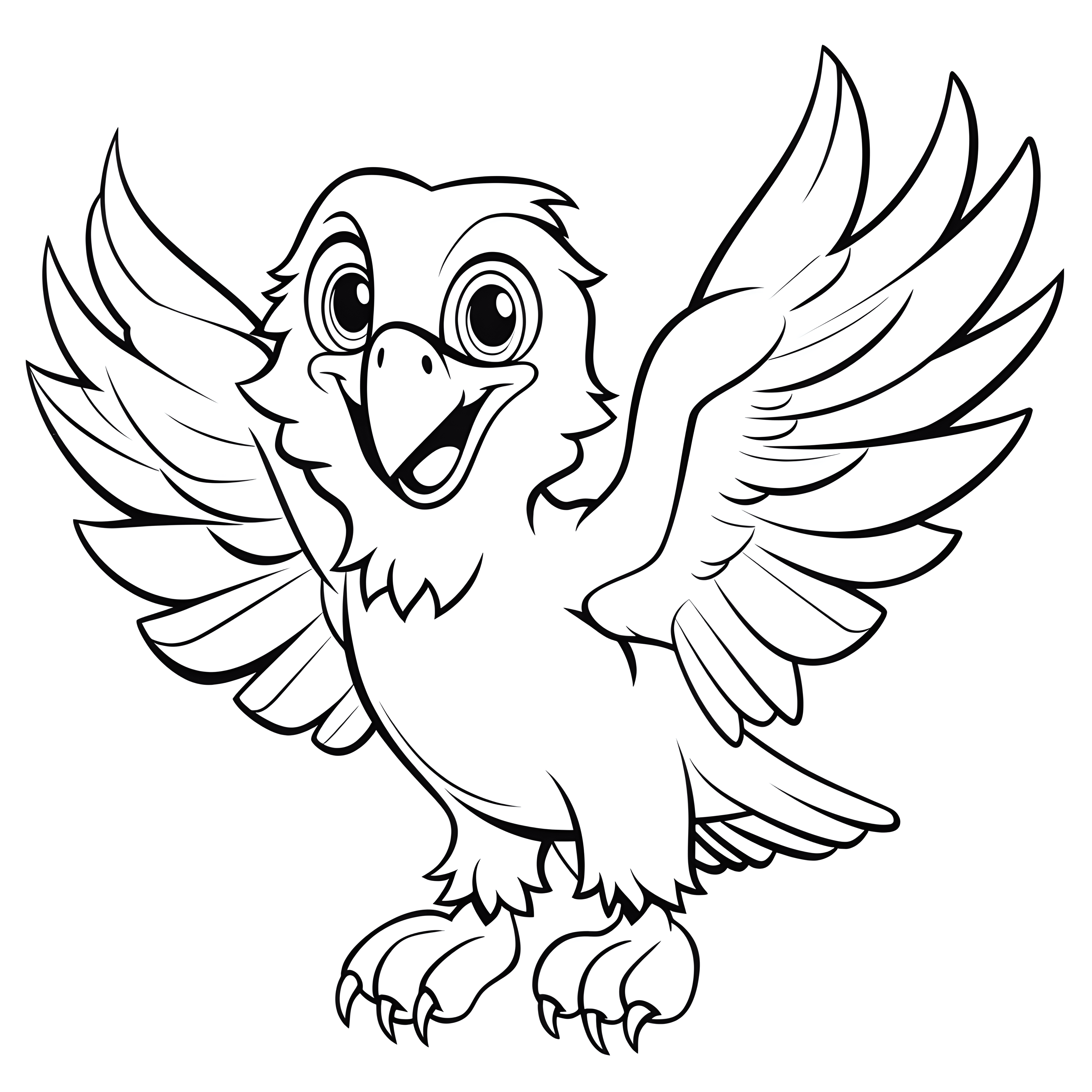 Ein einfacher Cartoon eines fliegenden süßen Adlers
