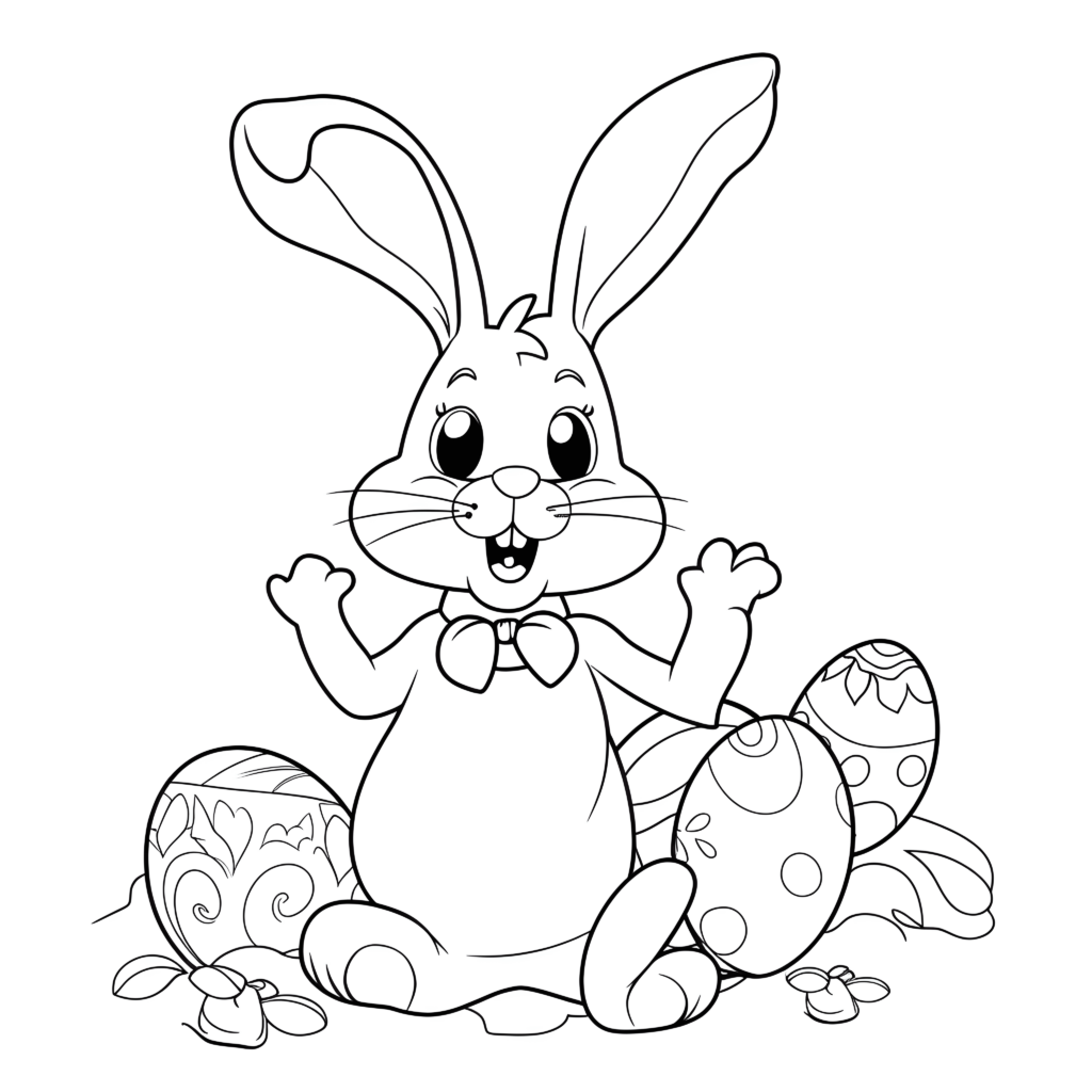 Ein niedlicher Hase mit großen Ohren, der Ostern feiert