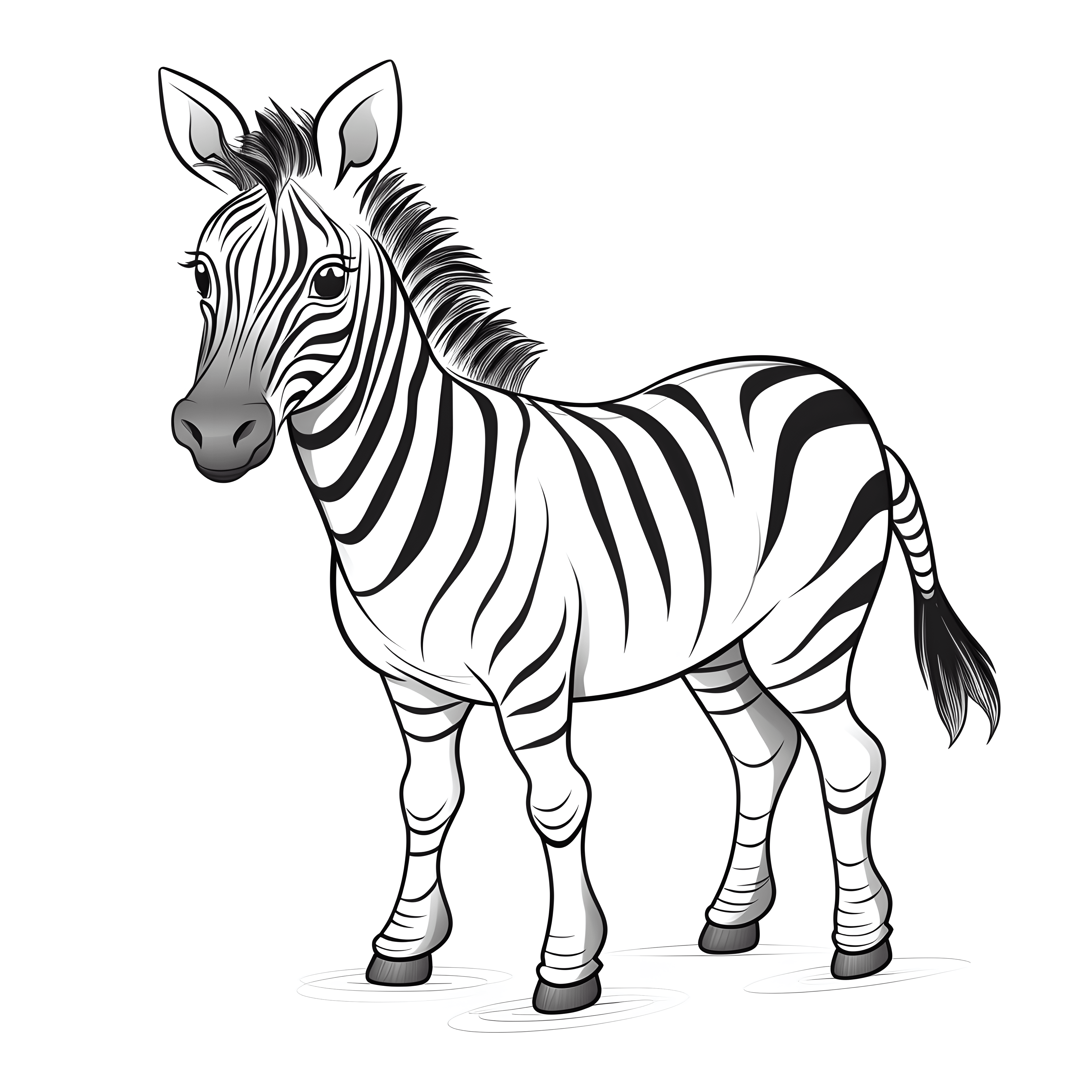 Ein sehr einfaches Cartoon-Zebra in einem Malbuch für Kinder