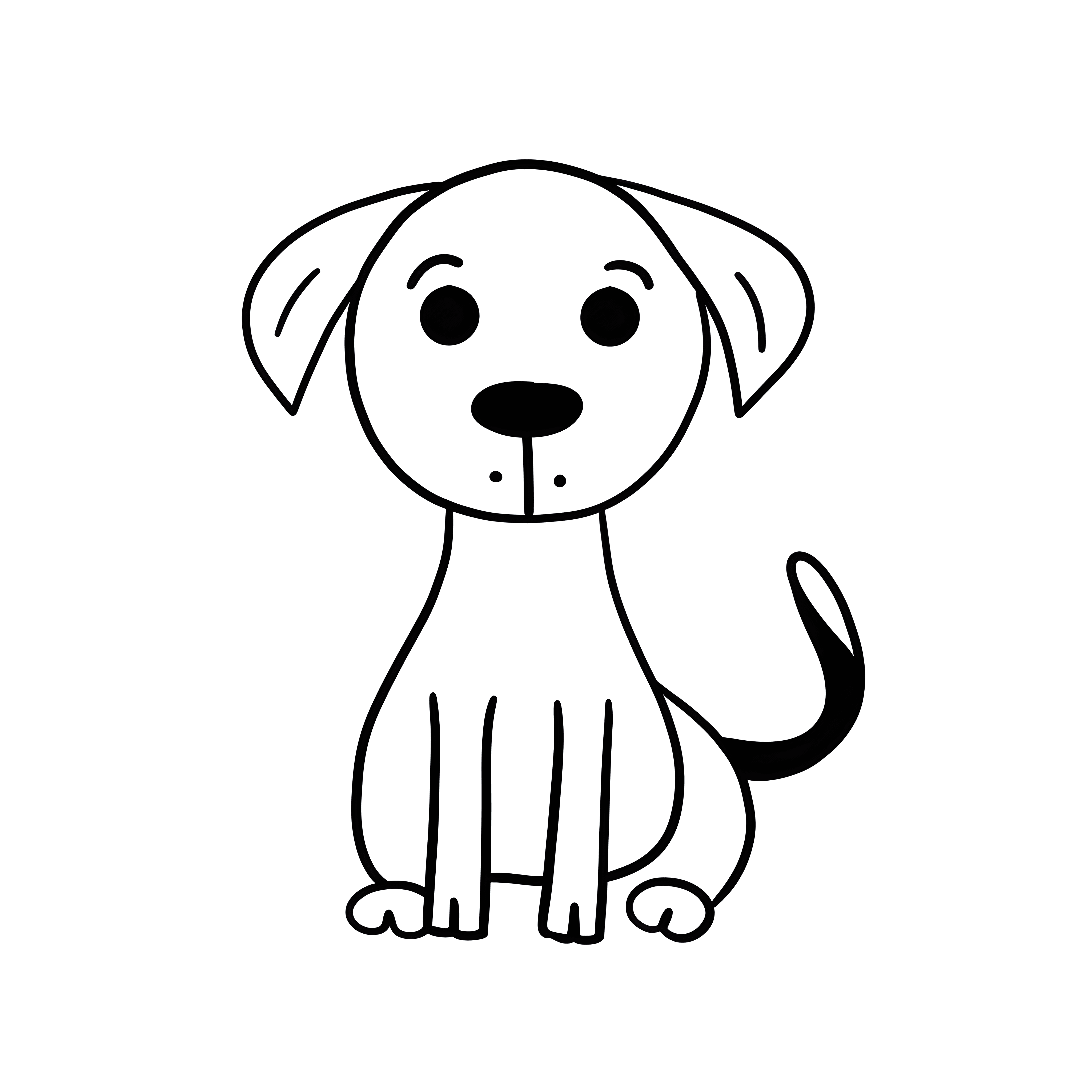 Süßer Hund – Schwarze und weiße Linienkunst