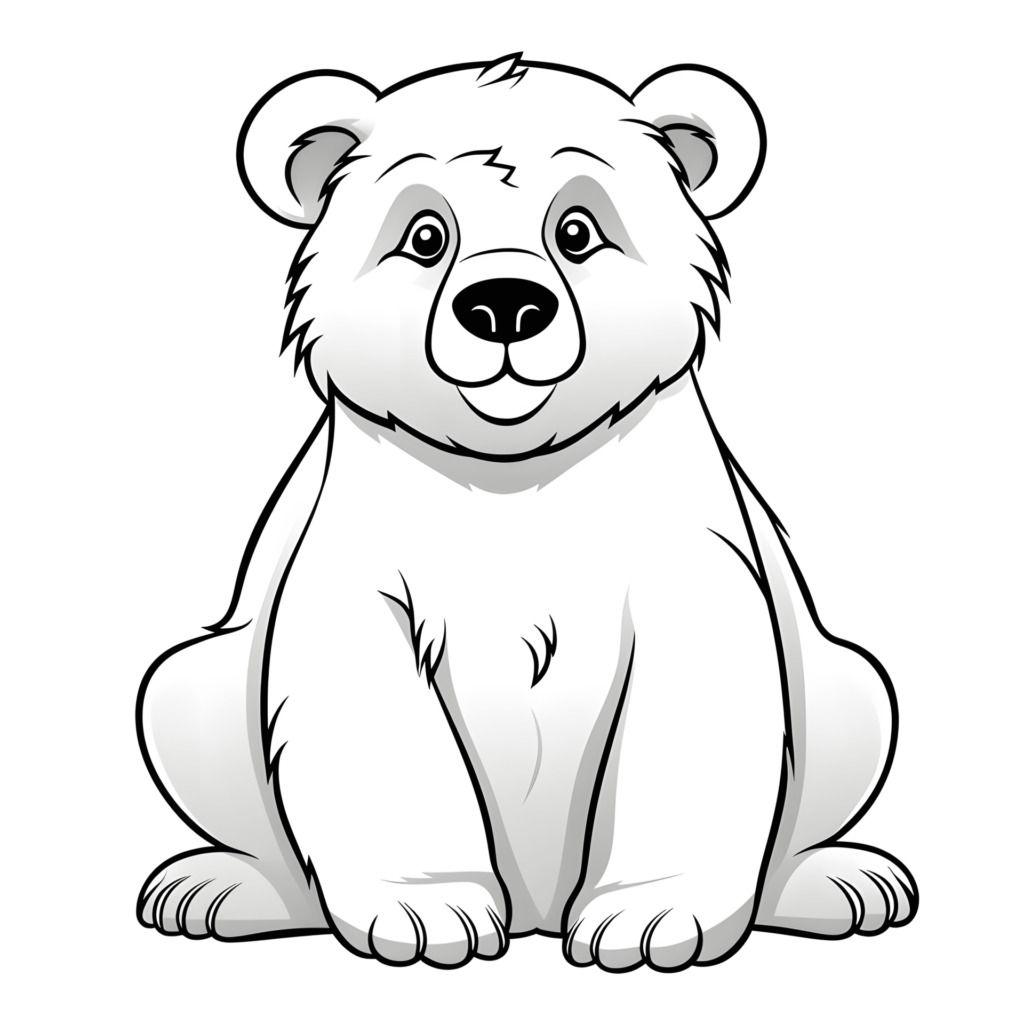 Ein niedlicher Cartoon-Bär sitzt in der Natur