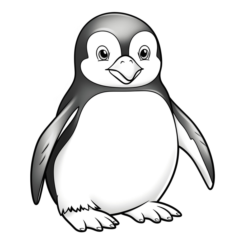 Ein niedlicher Cartoon-Pinguin in einer einfachen Zeichnung