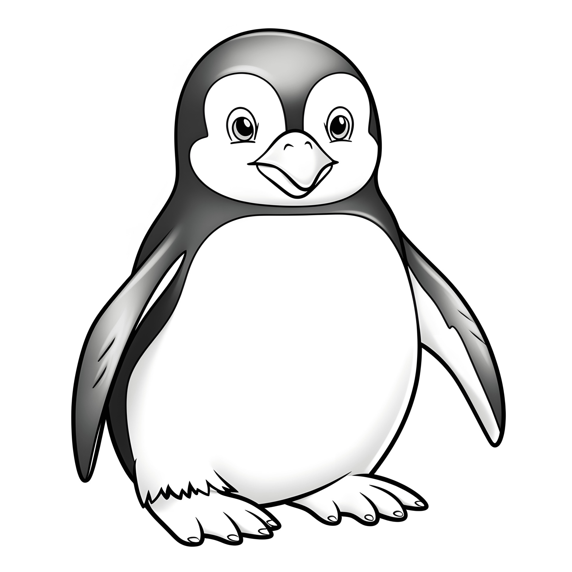 Ein sehr einfacher Cartoon-Pinguin in einem Ausmalbuch für Kinder