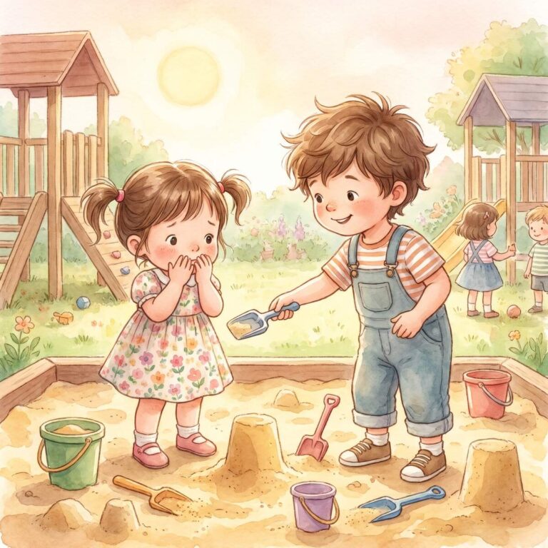 Paul lädt das schüchterne neue Mädchen Suri zum gemeinsamen Bauen im Kindergarten ein
